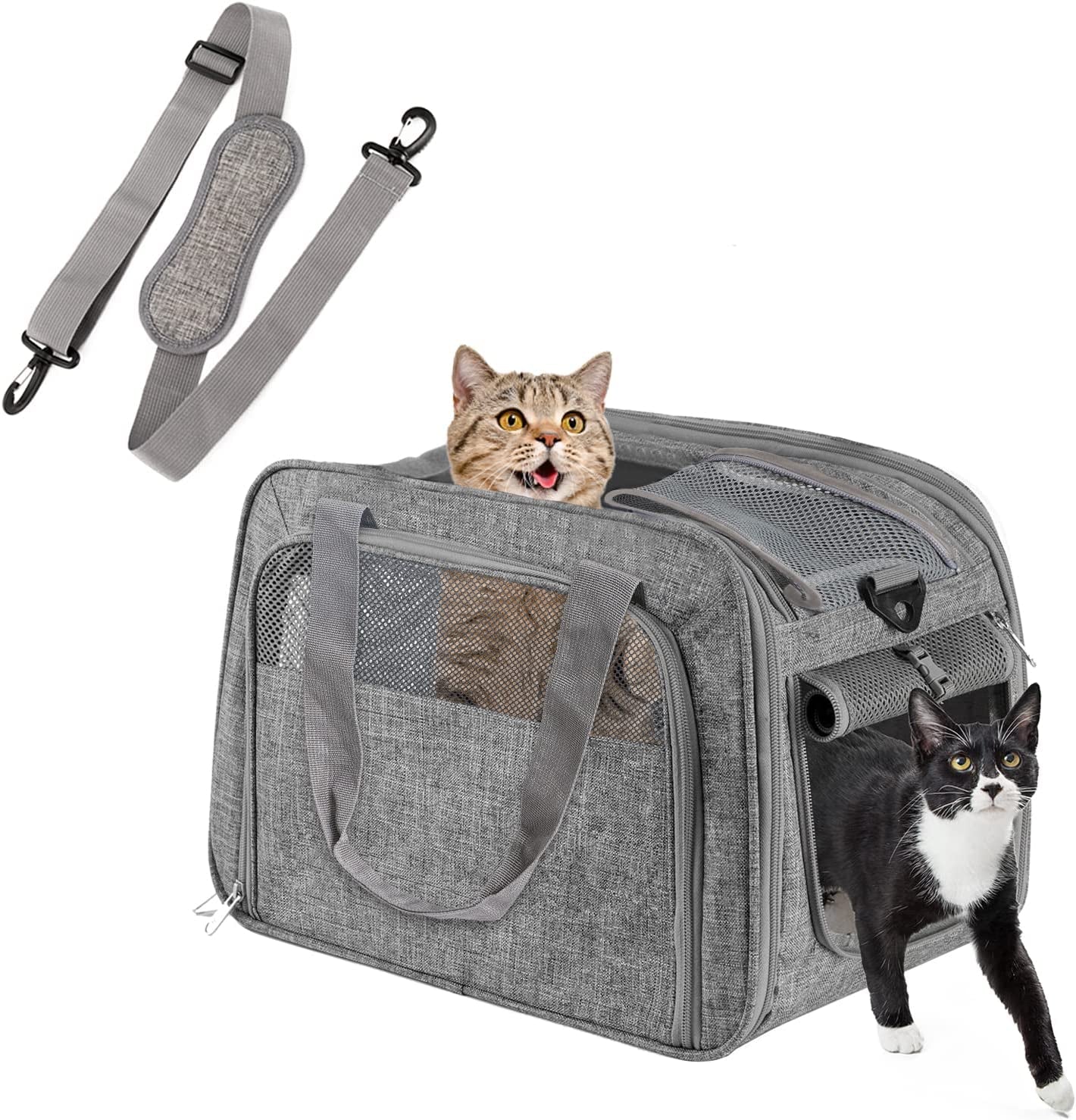 Soft Pet Carrier Breathable Mesh Window - Cat Carrier Airline Approved 