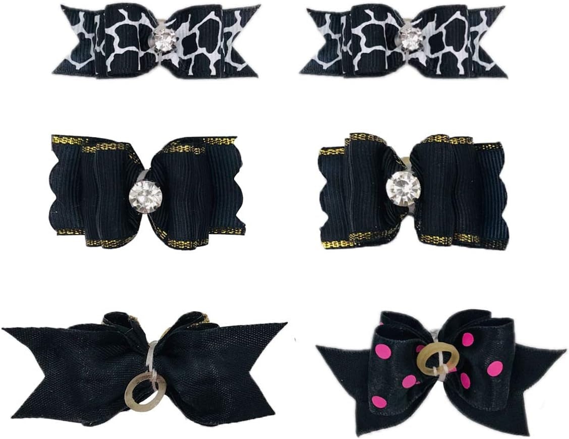 Small Dog Hair Bows with Rubber Bands Puppies Doggies