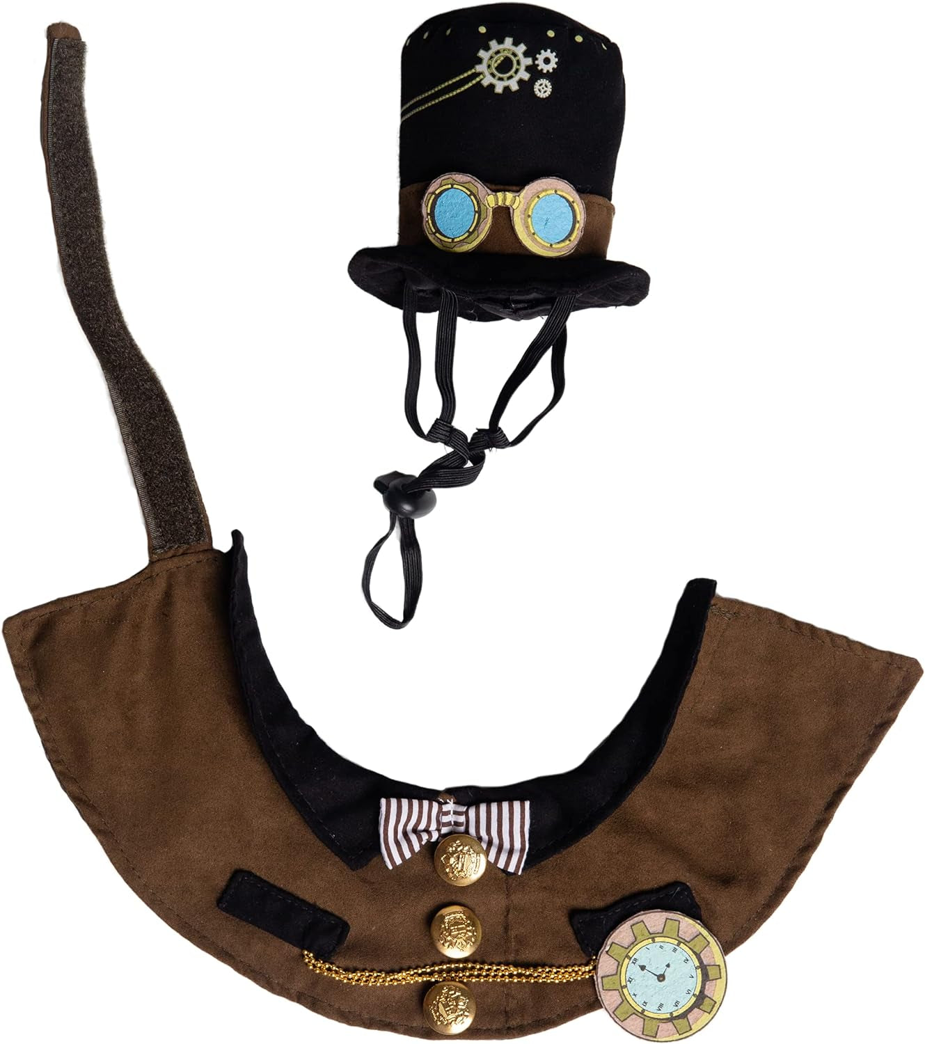 Steampunk Small Dog & Cat Costume Hat and Collar Set - Perfect for Halloween