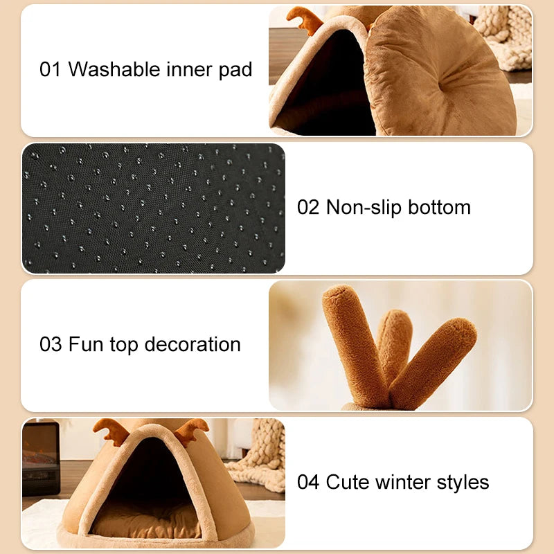 Warm Winter Pet Tent House Cat Bed Cat Dog House Deep Sleep