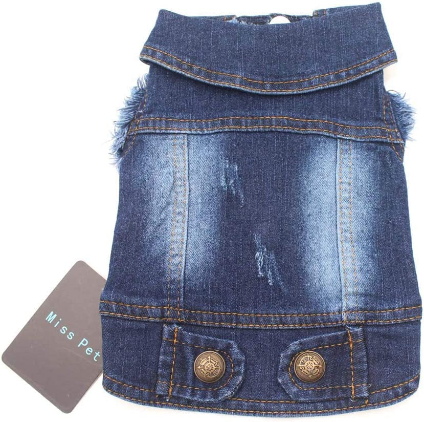  Denim Cute Pet Dog Puppy Coat Jacket Clothes Costume Apparel Hoodies