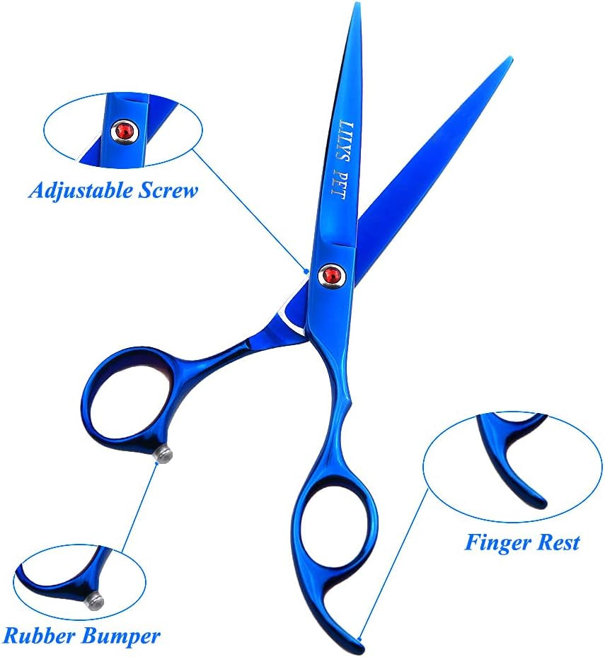 Professional PET DOG Grooming Coated Titanium Scissors Suit Cutting&Curved&Thinning Shears