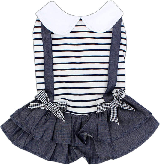 Dog Clothes Cat Apparel Outfits Preppy Girl Dress.