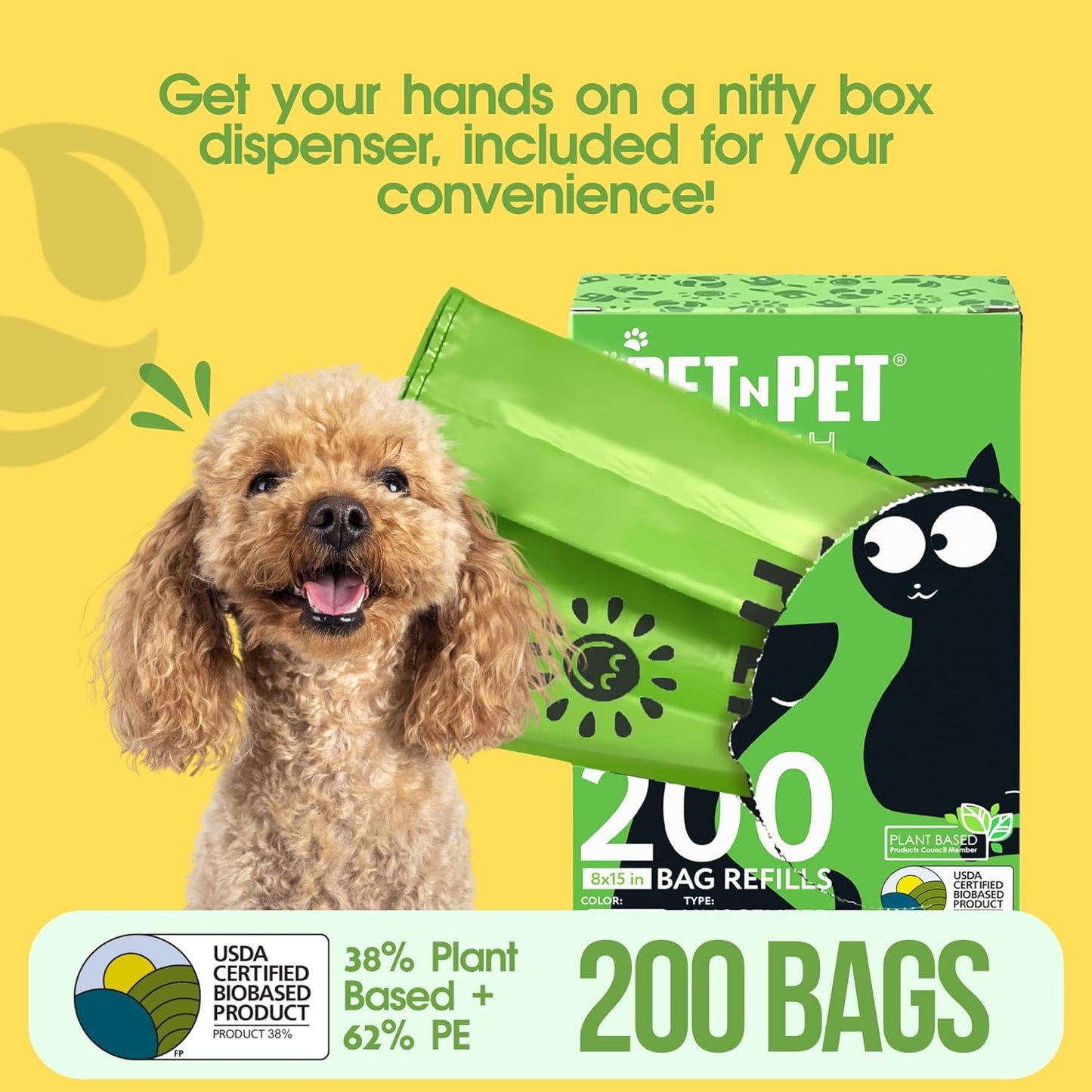  Counts Unscented Dog Poop Bags with Tie Handles