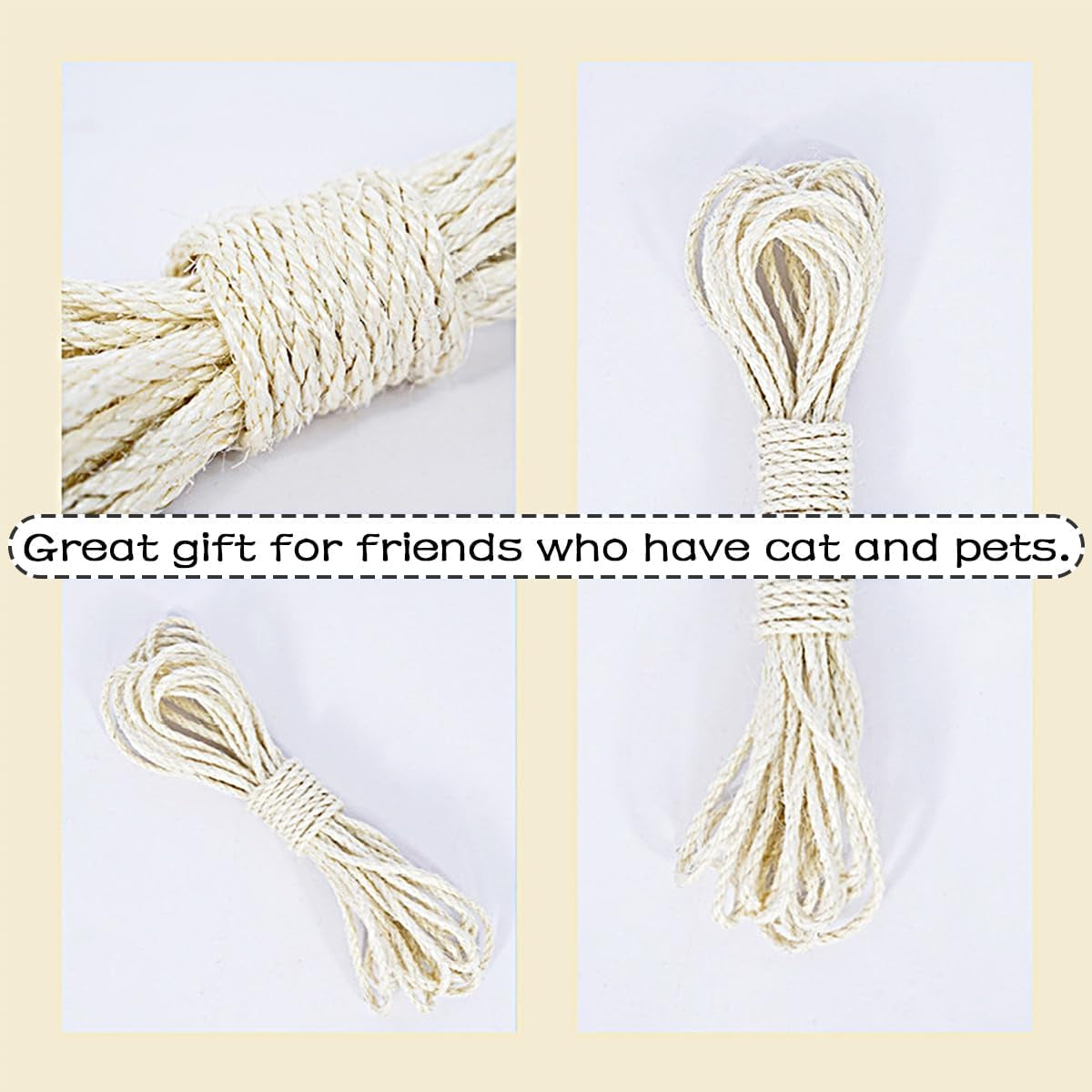 Cats Sisal Rope 32.8 Feet(10M) Cat Scratching Post Replacement Hemp Rope for Repairing Recovering 