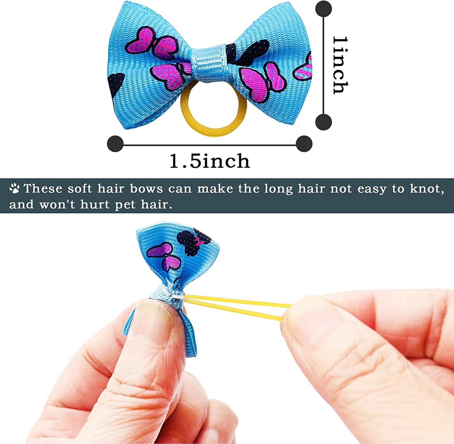 Pet Dog Hair Bows with Rubber Bands Cat Puppy Grooming Hair Accessories