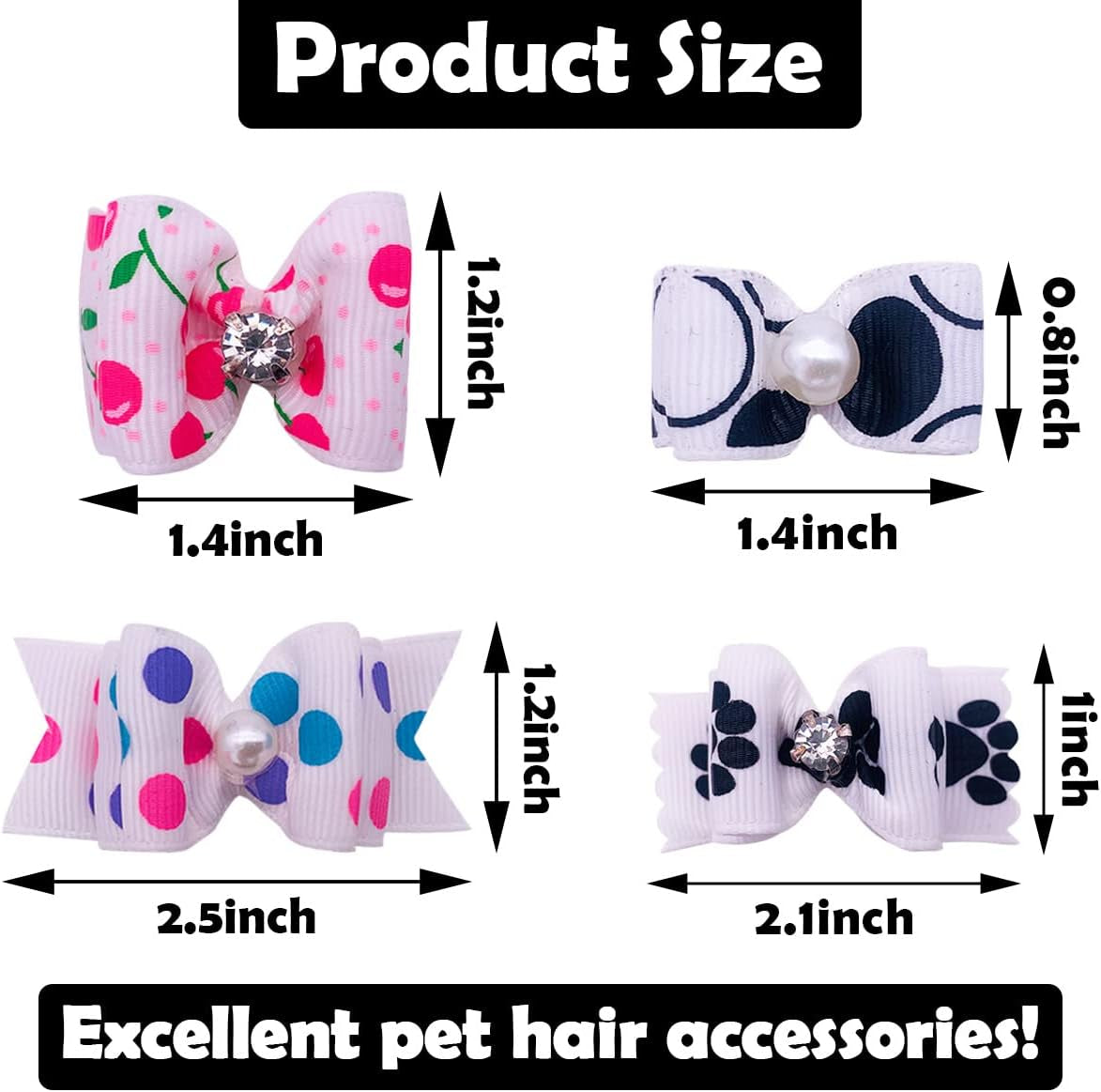 "Set of 20 Small Dog Hair Bows with Rubber Bands - Pet Grooming Accessories for Puppies, Dogs, and Cats - Suitable for Various Breeds"