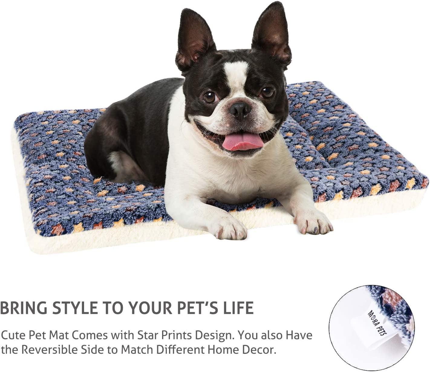 Dog Bed Crate Pad Ultra Soft Pet Bed with Cute Star Print Washable Crate Mat 