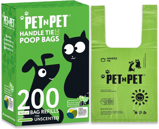  Counts Unscented Dog Poop Bags with Tie Handles