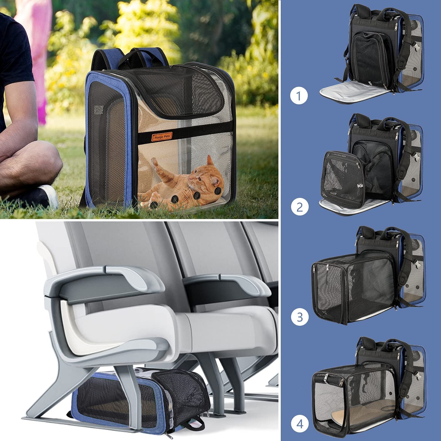 Expandable Cat Carrier Backpack - Pet Carrier Backpack Airline Approved