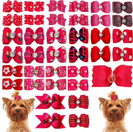 Small Dog Hair Bows with Rubber Bands Puppies Doggies Cats 