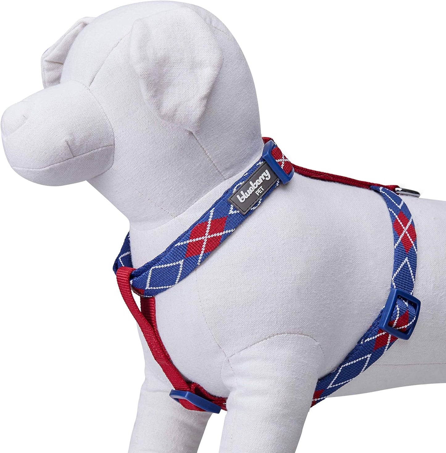 Scottish Argyle Dog Harness, Royal Blue, Small, Adjustable Harnesses for Dogs