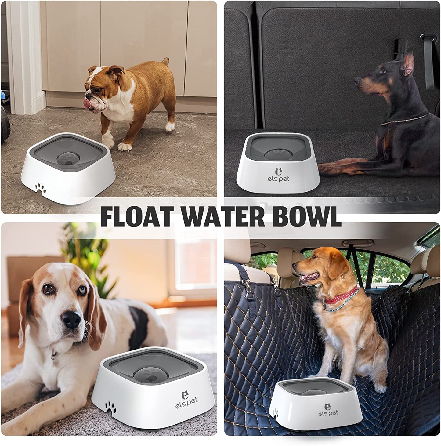 Dog Water Bowl, Feeder Dog Water Bowl with Floating Disk