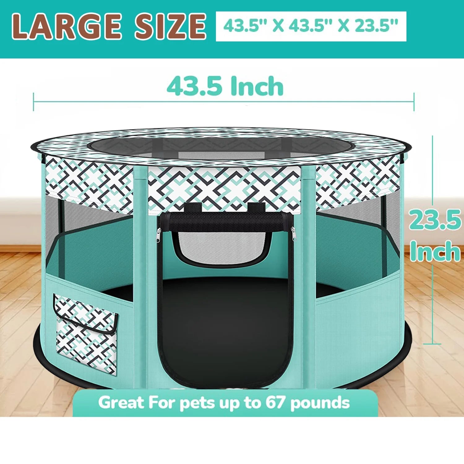  Height Dog Playpen, Heavy Duty Portable Exercise Pen Tent for Dog