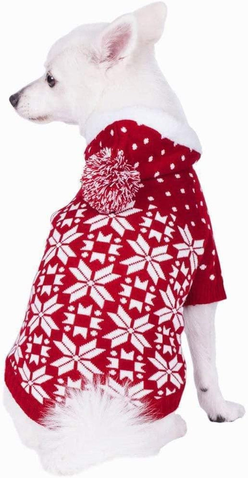 Let It Snow Classic Ugly Christmas Holiday Snowflake Pullover Hoodie Dog Sweater 