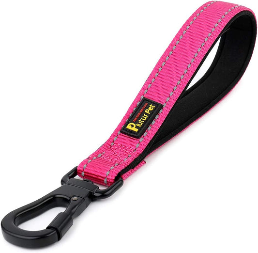 Short Dog Leash for Large Dogs with Locking Carabiner Clip & Padded Handle.