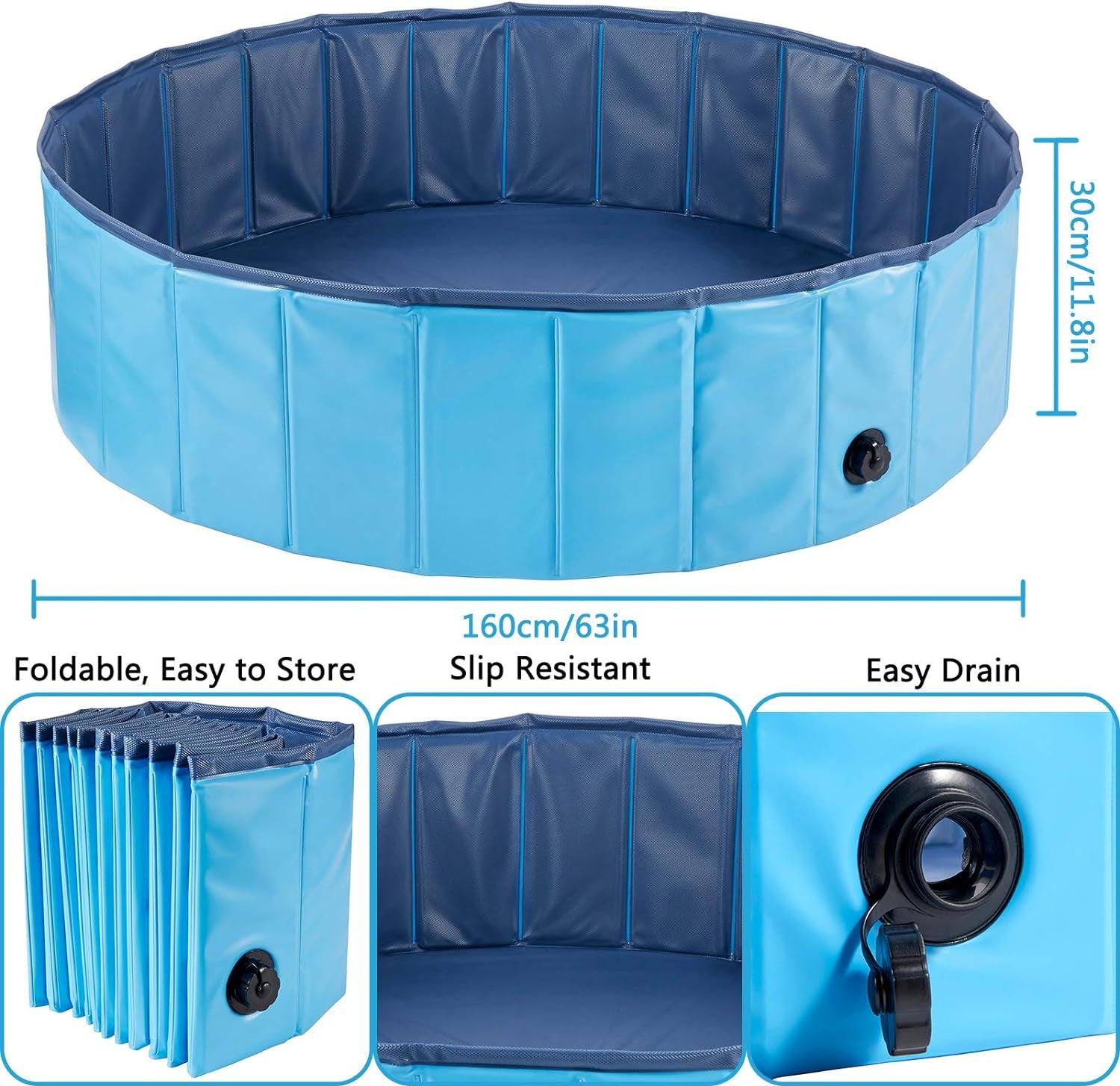 Dog Pool Foldable Pet Outdoor Swimming Pool Collapsible Anti-Slip 