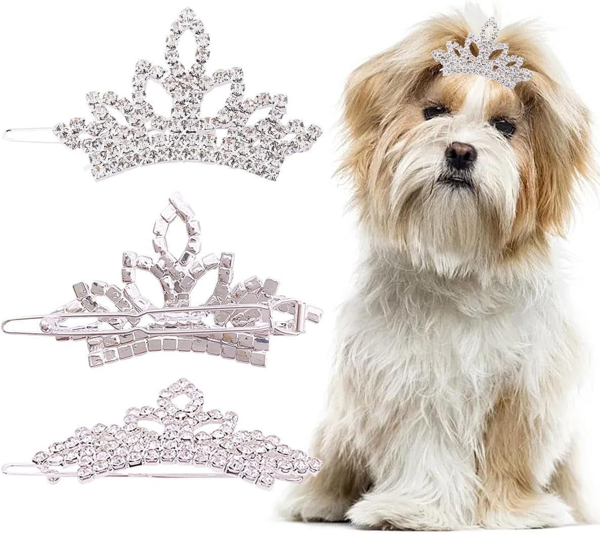  Dog Tiara Crown Hair Clips Bows for Small Dogs