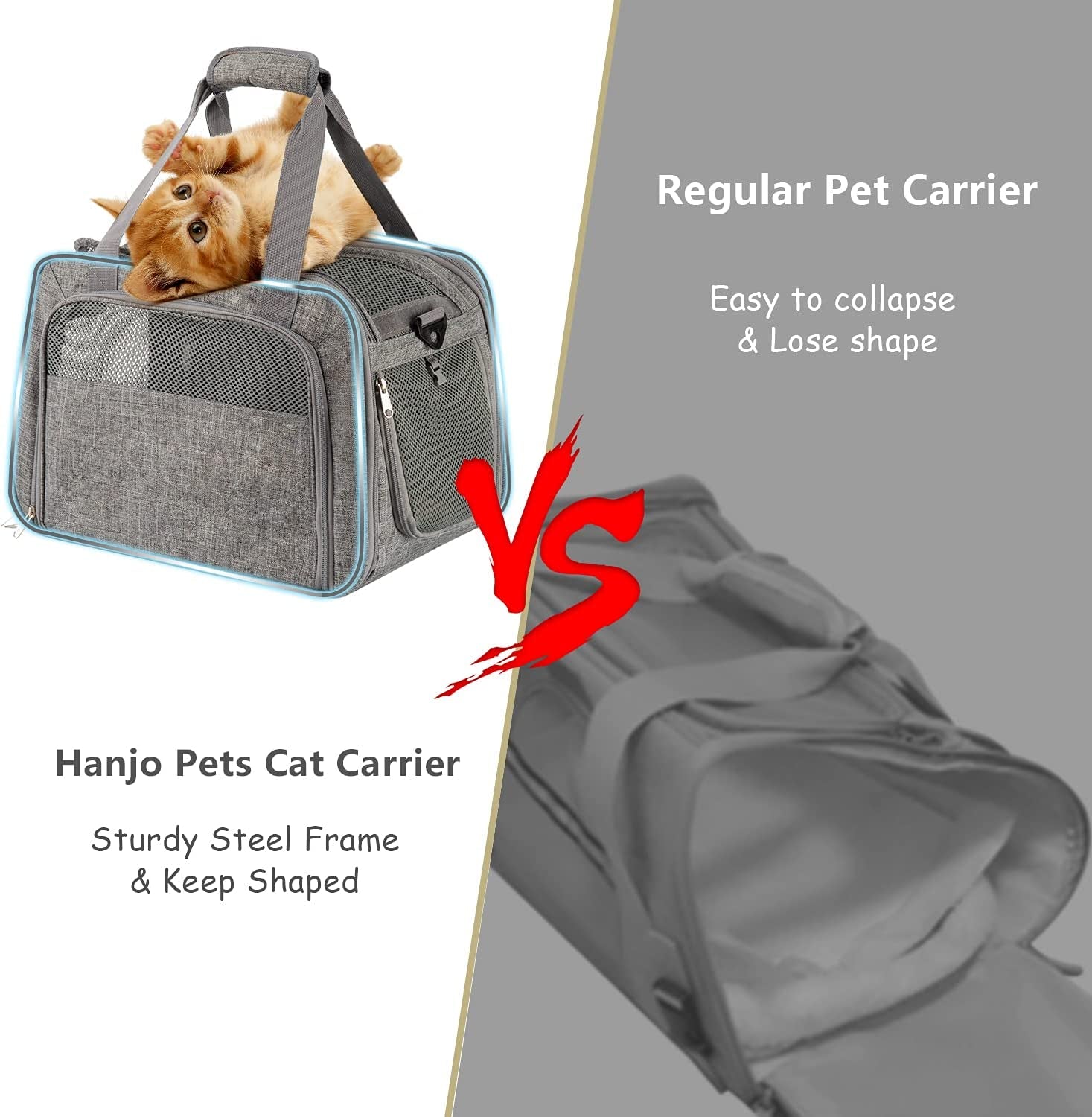 Soft Pet Carrier Breathable Mesh Window - Cat Carrier Airline Approved 