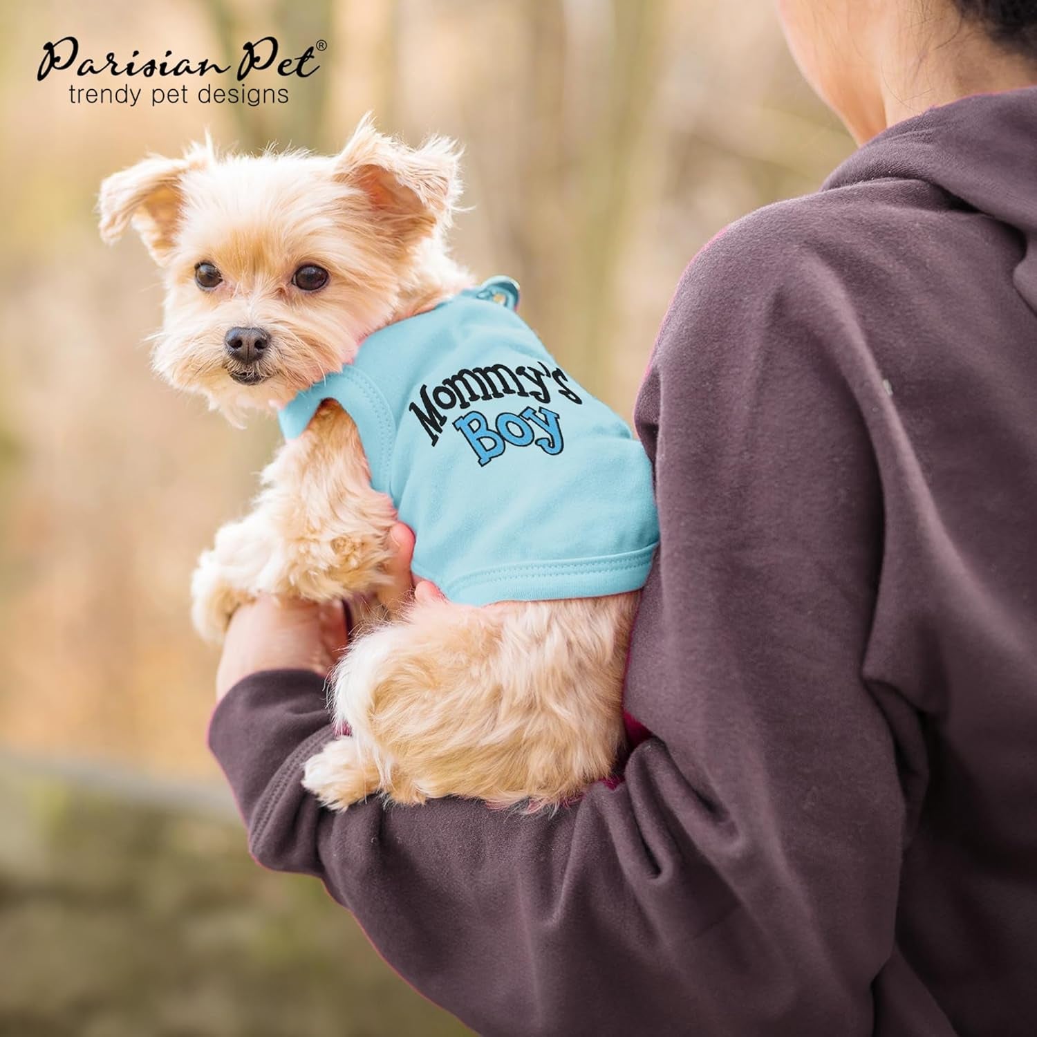 Dog T-Shirt with Embroidered 'Mommy’S Boy.