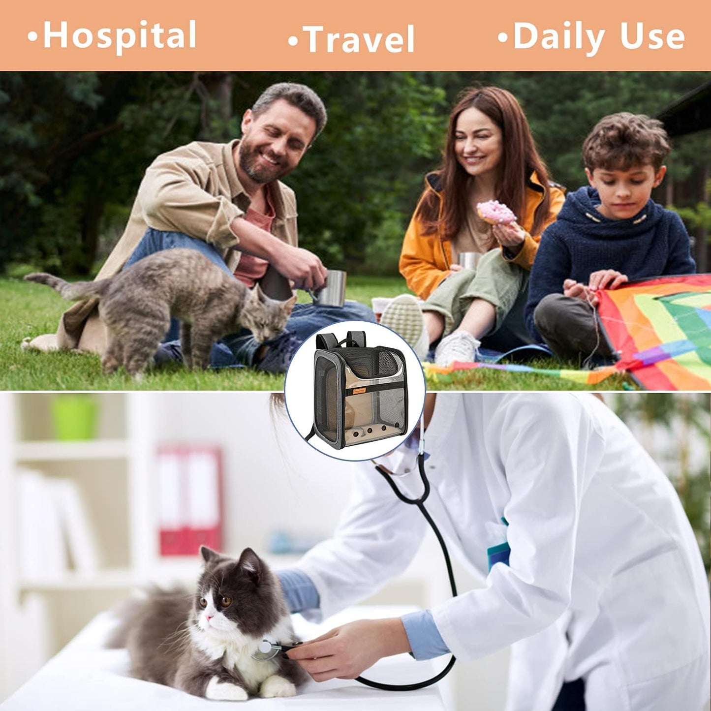 Cat Backpack Expandable, Pet Carrier Backpack Airline Approved 