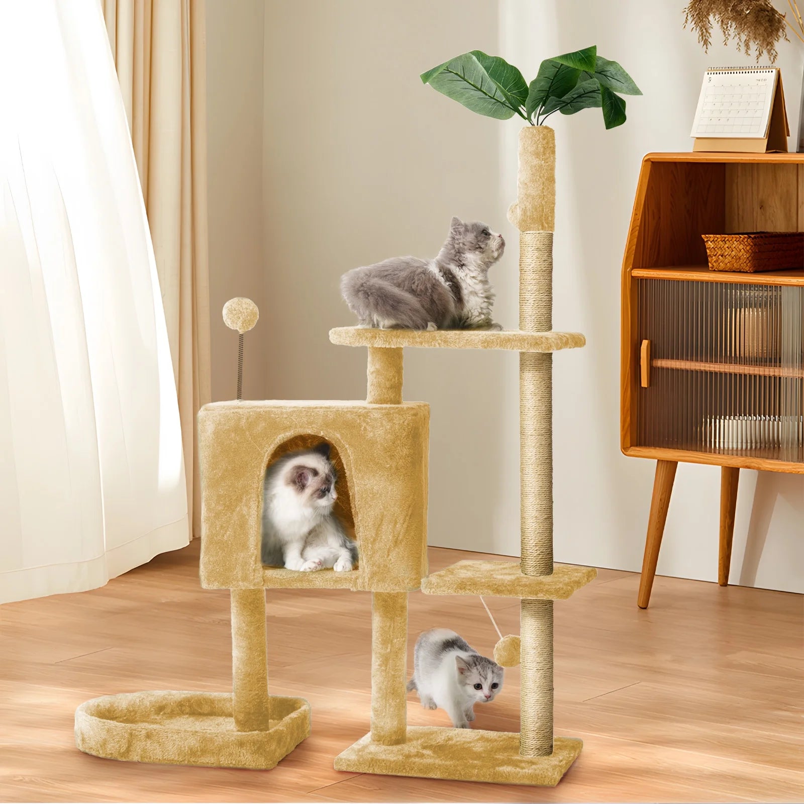 Cat Tower for Indoor Cats, Cat Tree with Scratching Posts Plush Perch Stand