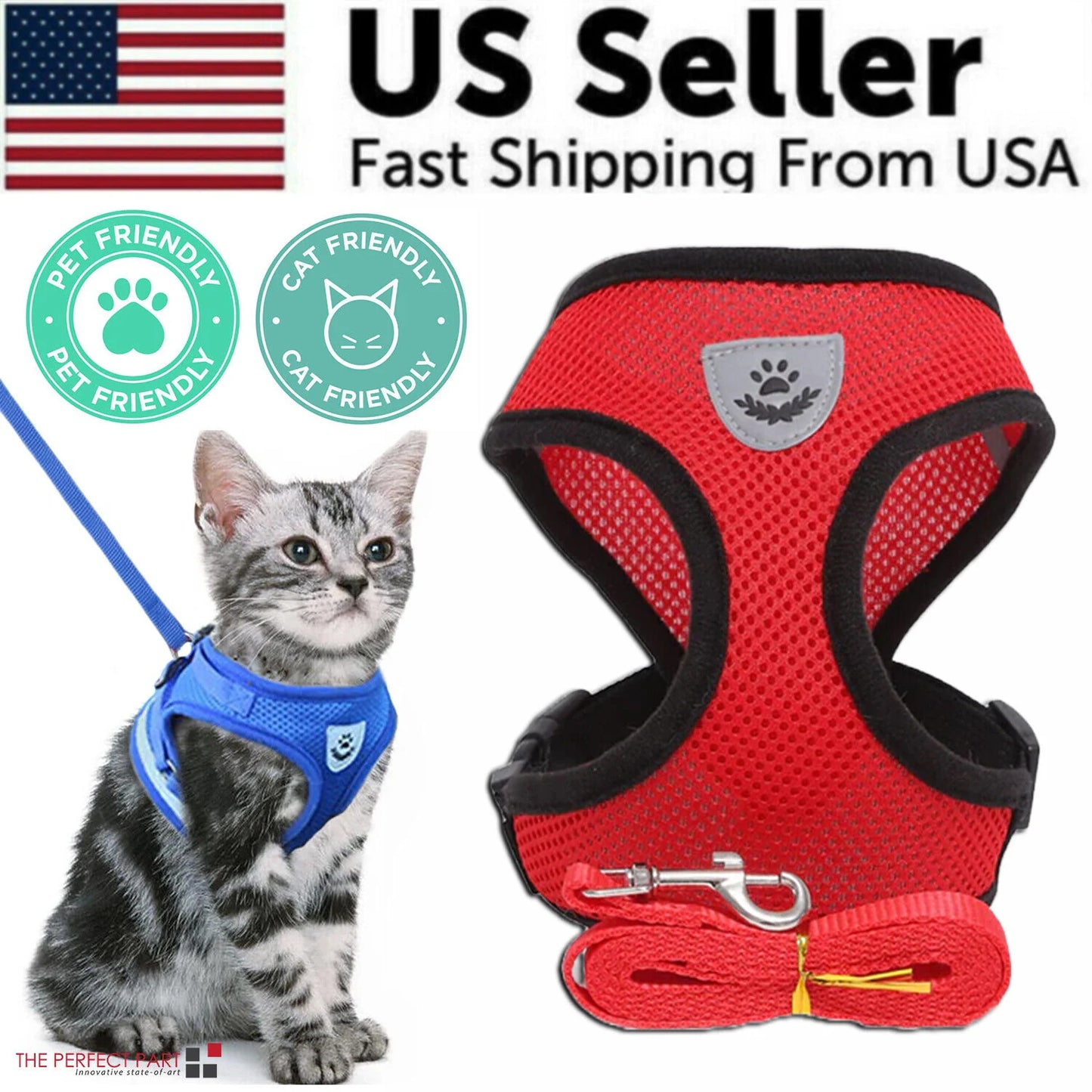 Cat Dog Pet Harness Adjustable Control Vest Dogs Reflective