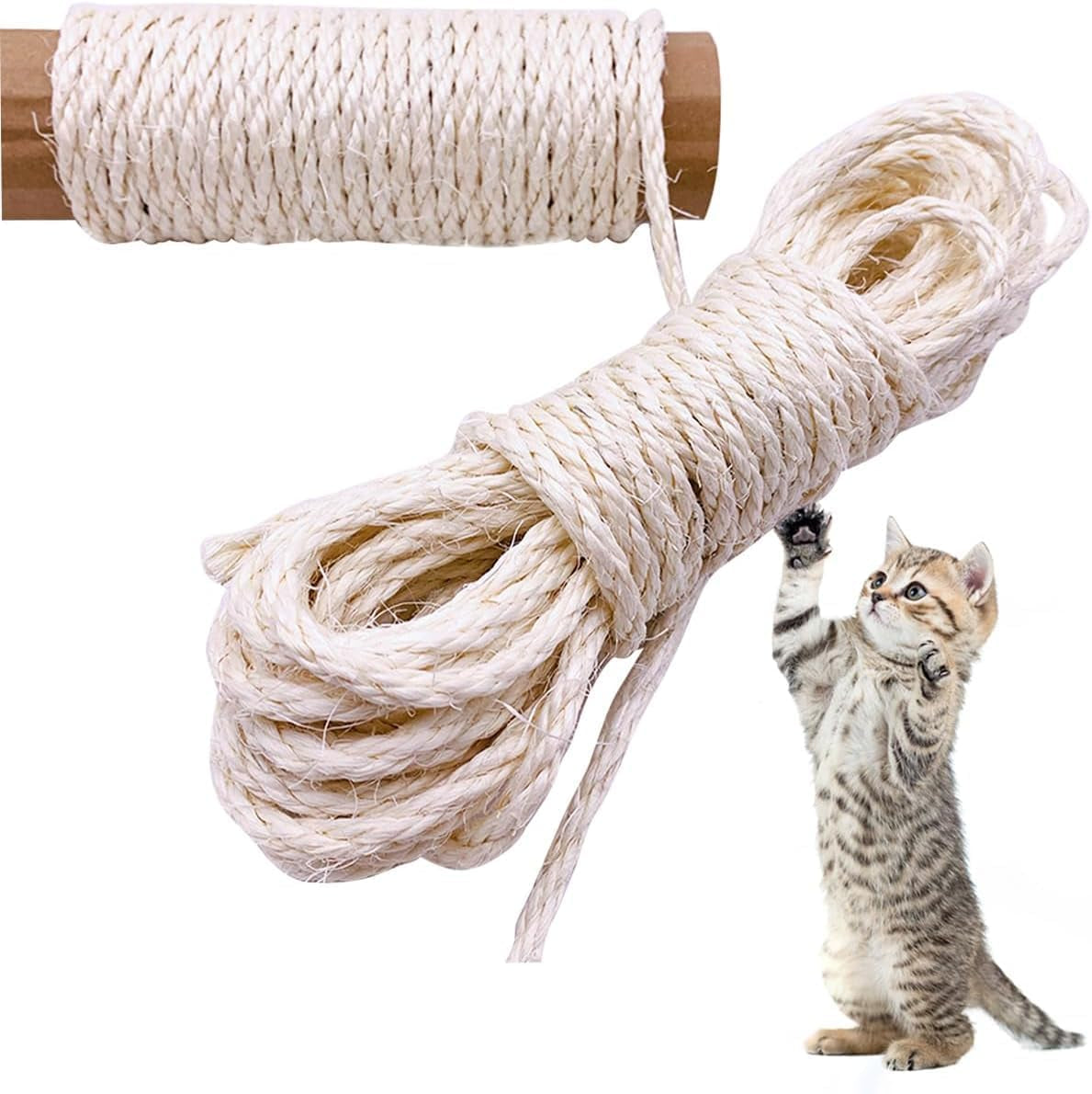 Cats Sisal Rope 32.8 Feet(10M) Cat Scratching Post Replacement Hemp Rope for Repairing Recovering 