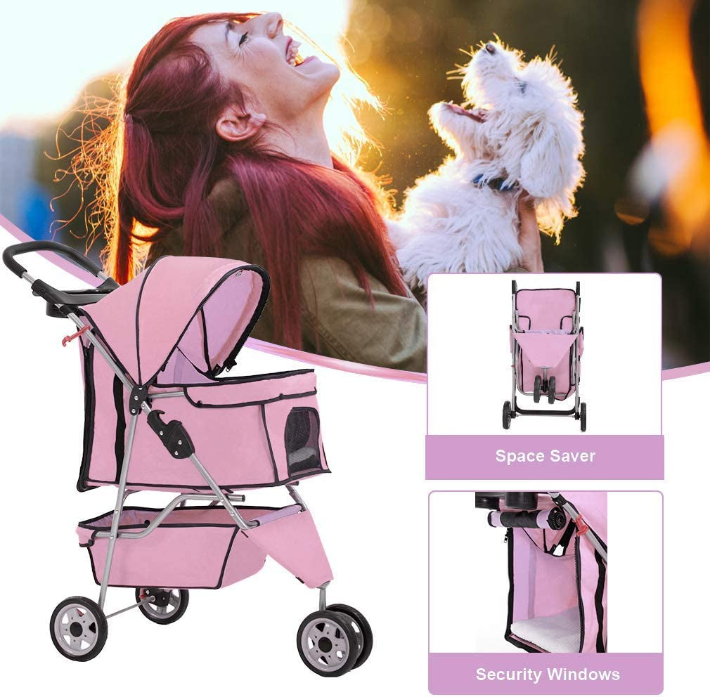 3 Wheels Pet Stroller Dog Stroller Cat Cage Jogger Stroller