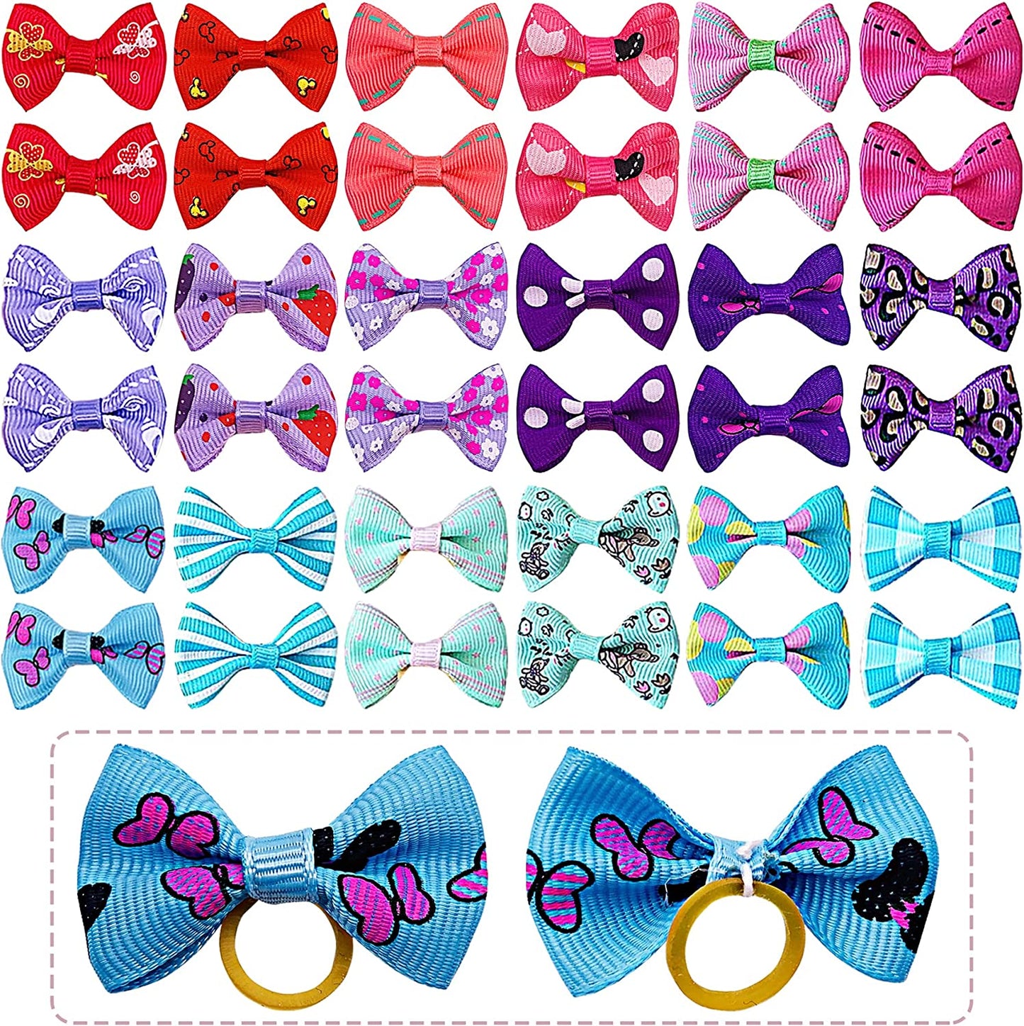 Pet Dog Hair Bows with Rubber Bands Cat Puppy Grooming Hair Accessories