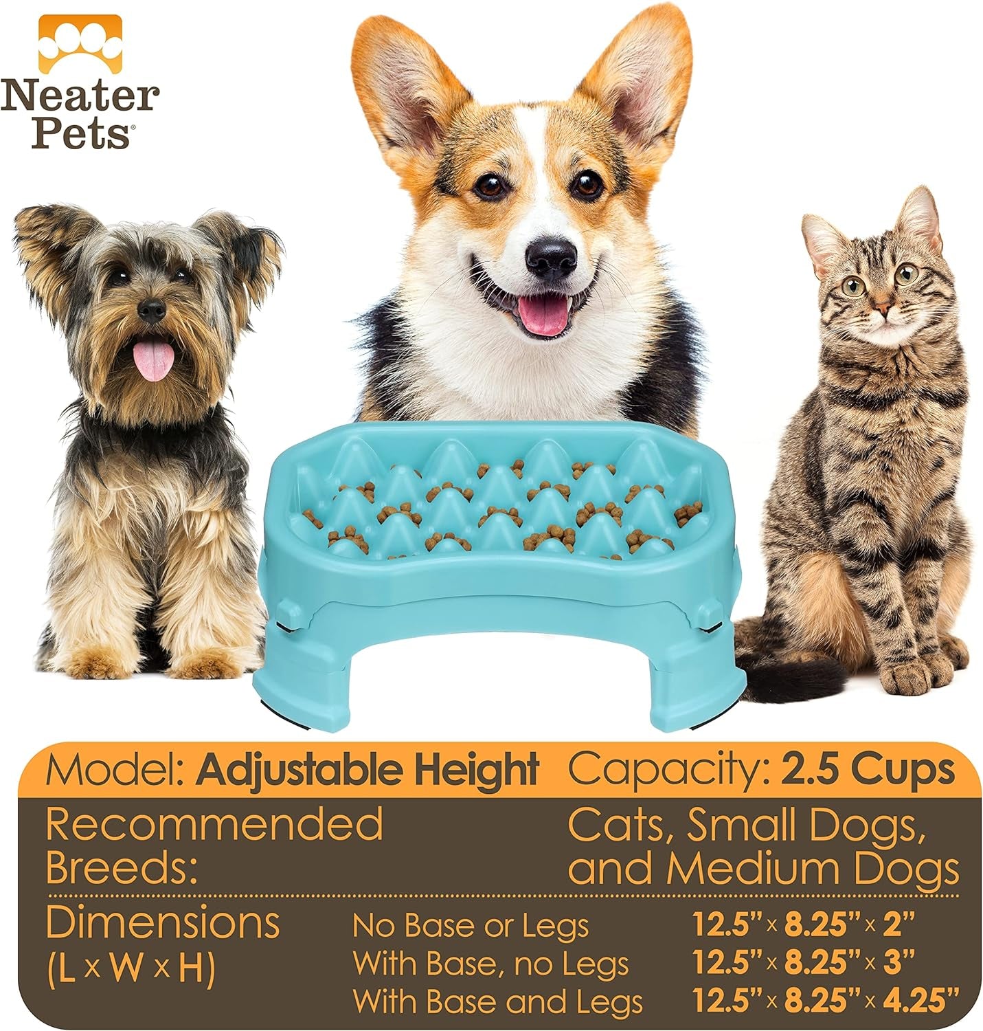  Neater Raised Slow Feeder Dog Bowl – Elevated and Adjustable Food Height