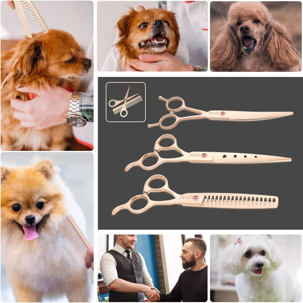 Professional PET DOG Grooming Scissors Cutting&Curved&Thinning Shears