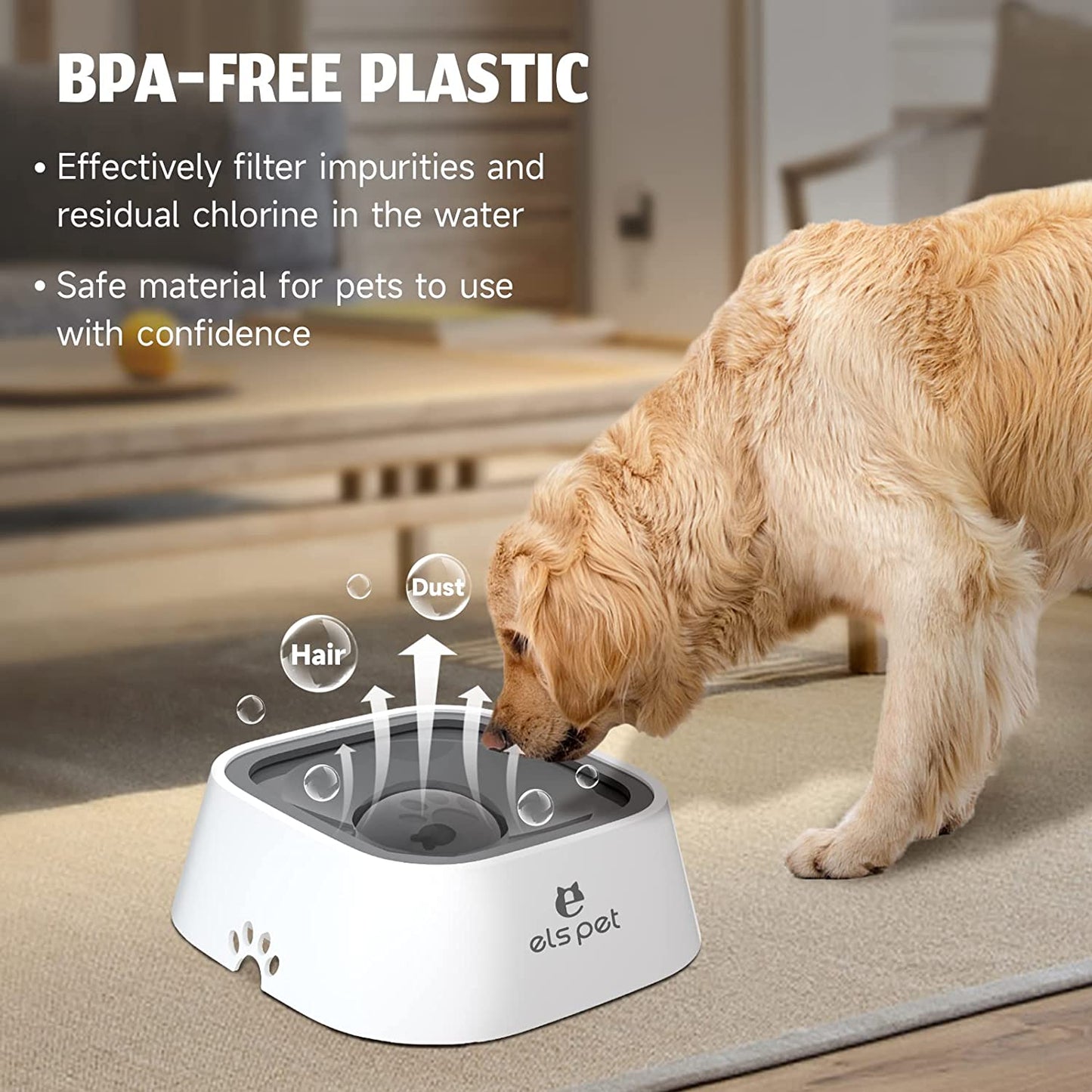 Dog Water Bowl, Feeder Dog Water Bowl with Floating Disk