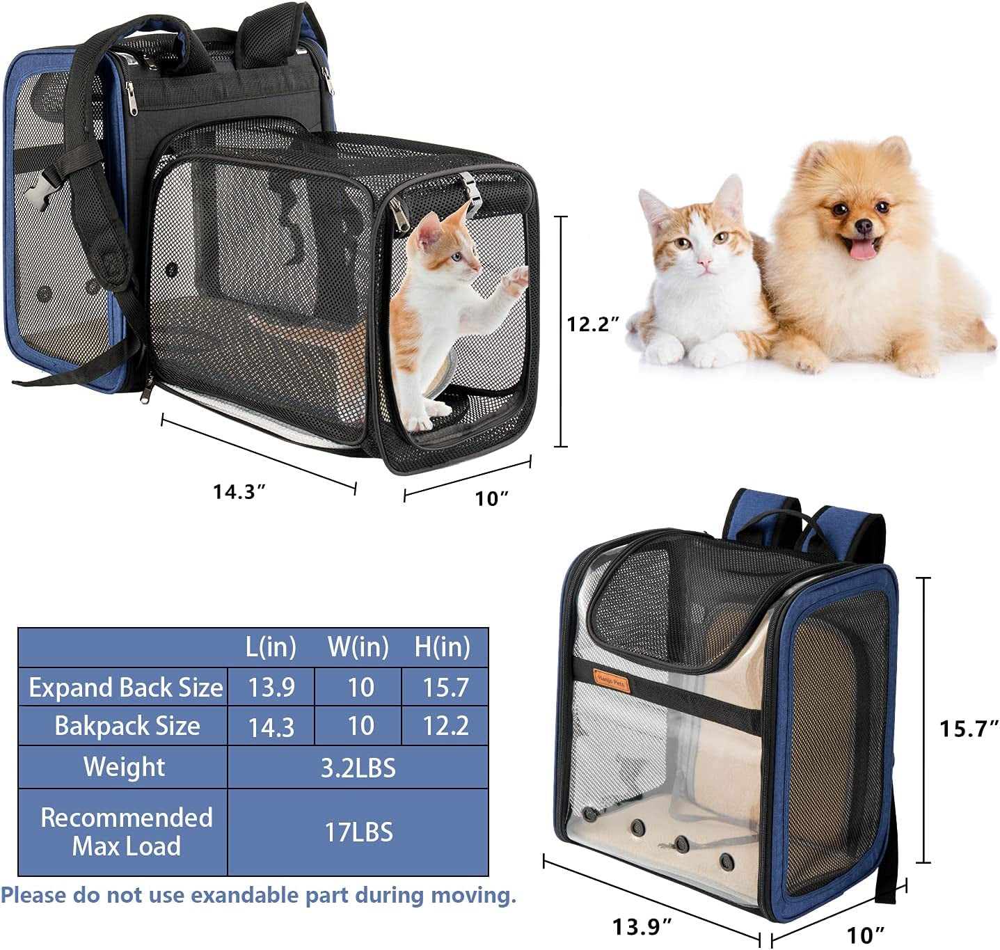 Expandable Cat Carrier Backpack - Pet Carrier Backpack Airline Approved