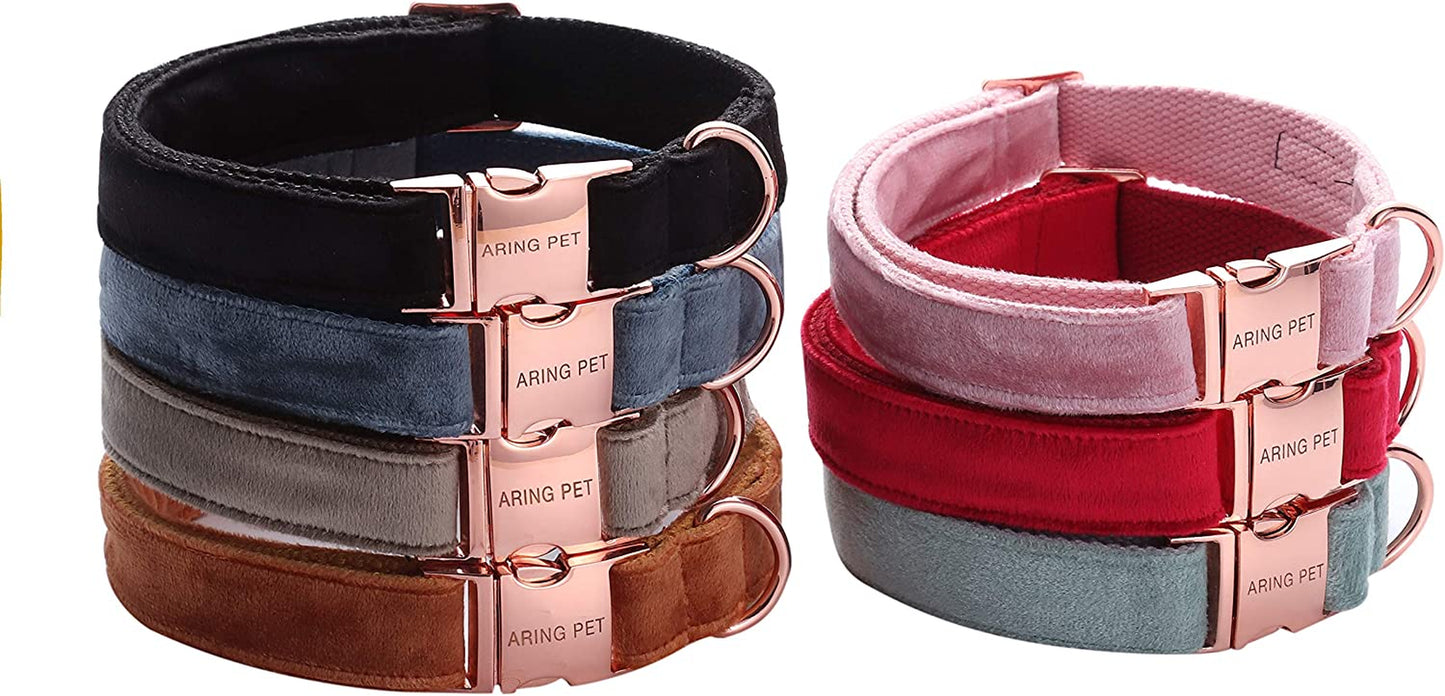 Dog Collar and Leash, Velvet Dog Collar and Leash Set, Soft & Comfy