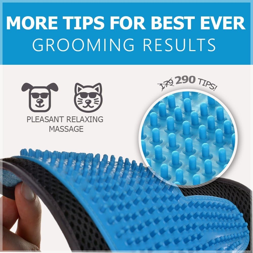 2-In-1 Pet Glove: Grooming Tool + Furniture Pet Hair Remover Mitt