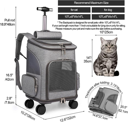Airline Approved Pet Carrier Backpack with Wheels