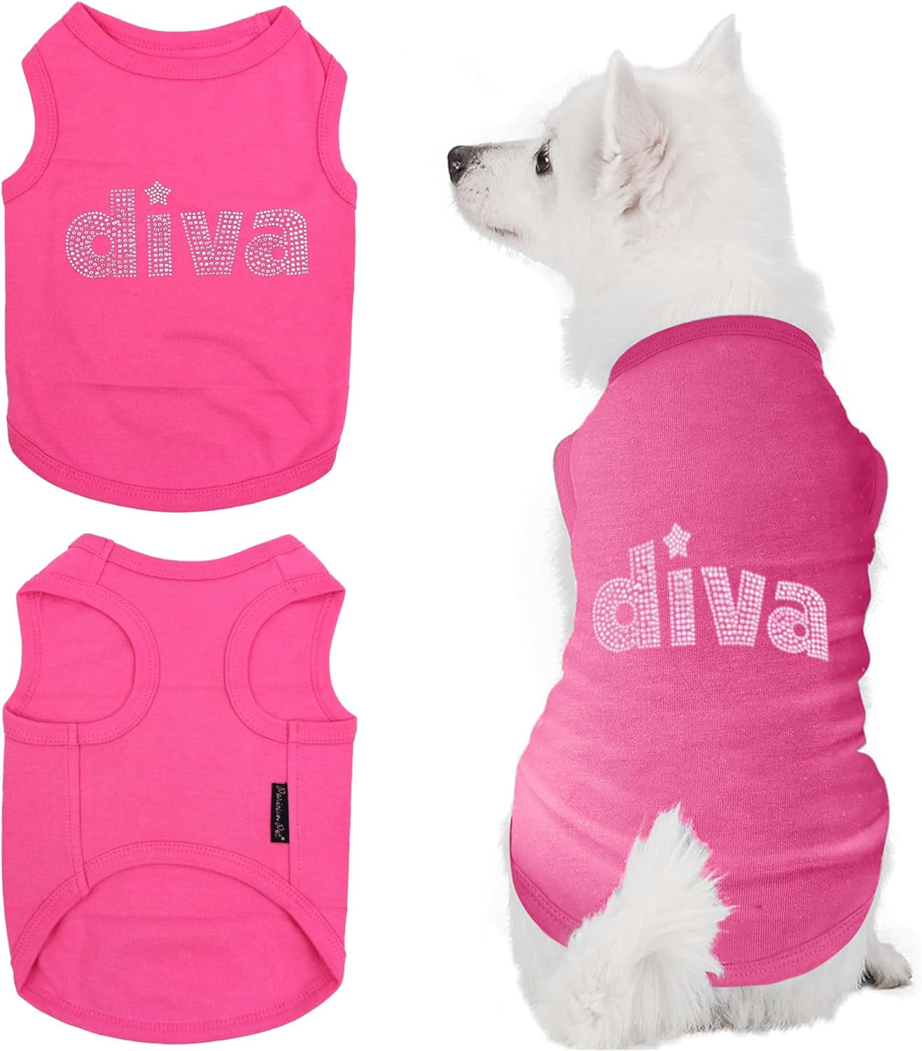 Dog T-Shirt with Embroidered ' Diva ' - Breathable Pink Dog Clothes 