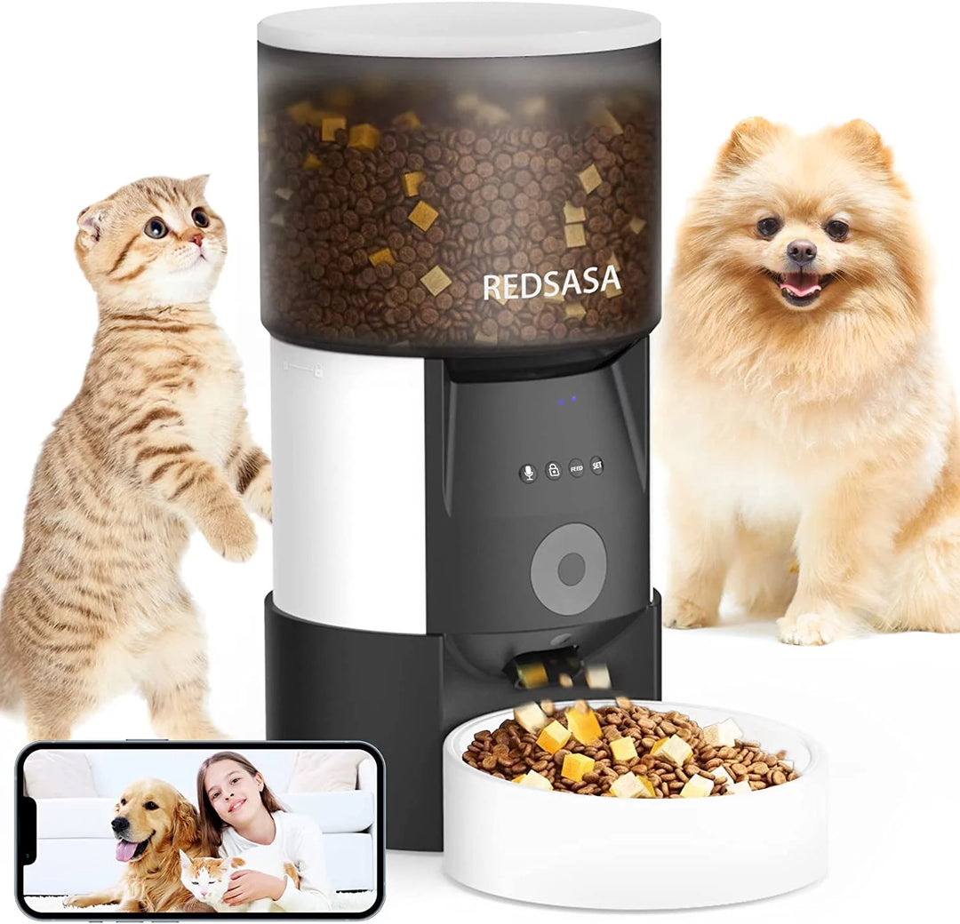 Automatic Pet Feeder with Camera, Automatic Cat/Dog Dispenser with 2-Way Audio