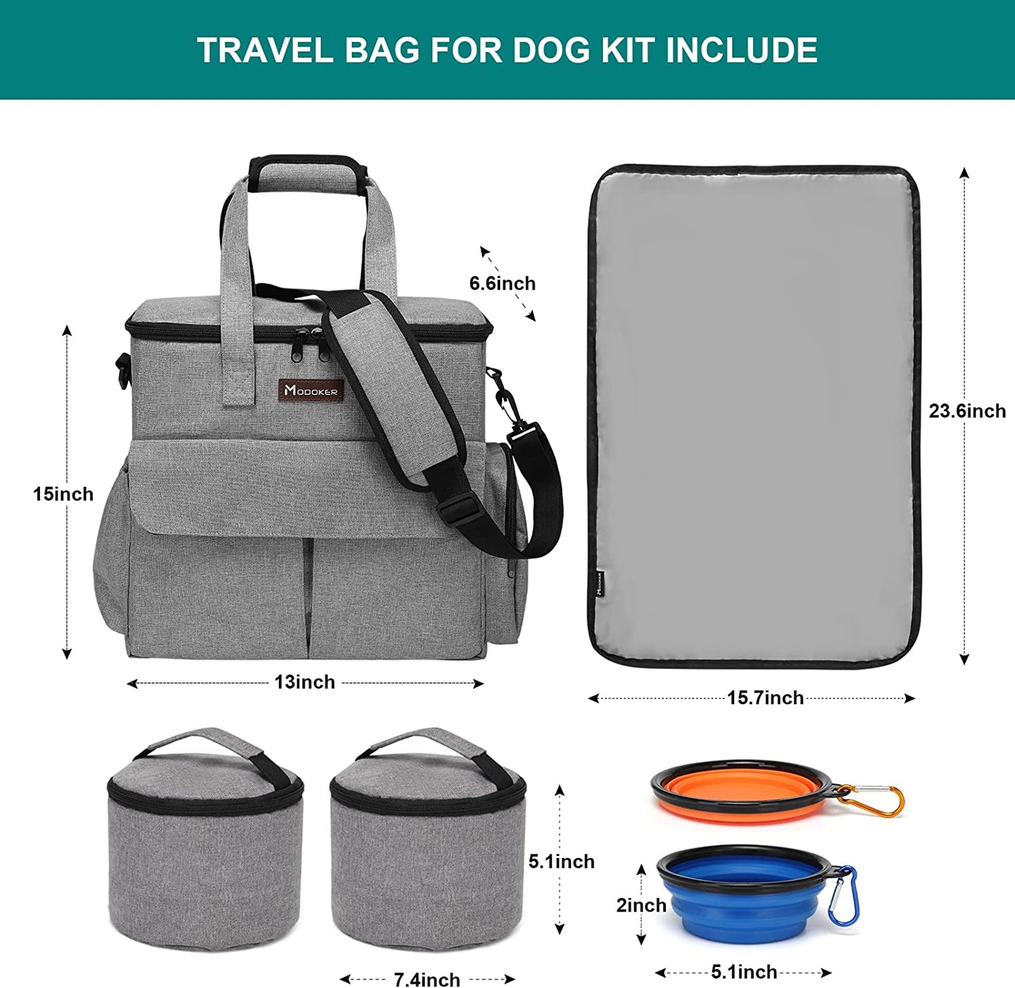 Dog Travel Bag, Weekend Pet Travel Set for Dog and Cat