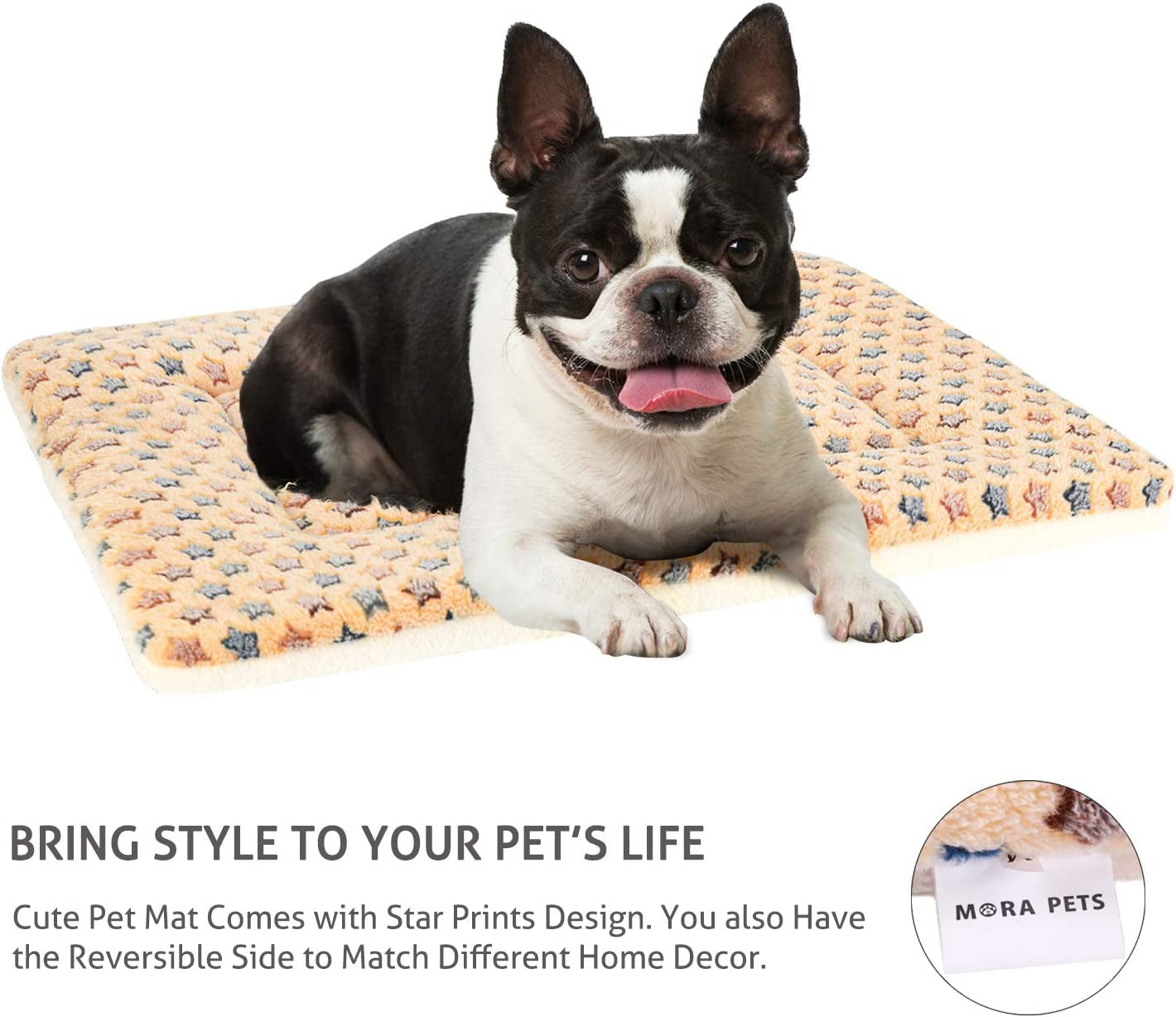 Dog Bed Crate Pad Ultra Soft Pet Bed with Cute Star Print Washable Crate Mat