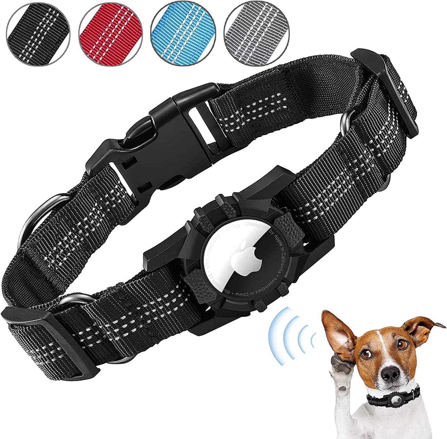 Apple Air Tag Dog Collar, Heavy Duty Dog Collar with Airtag Holder Case