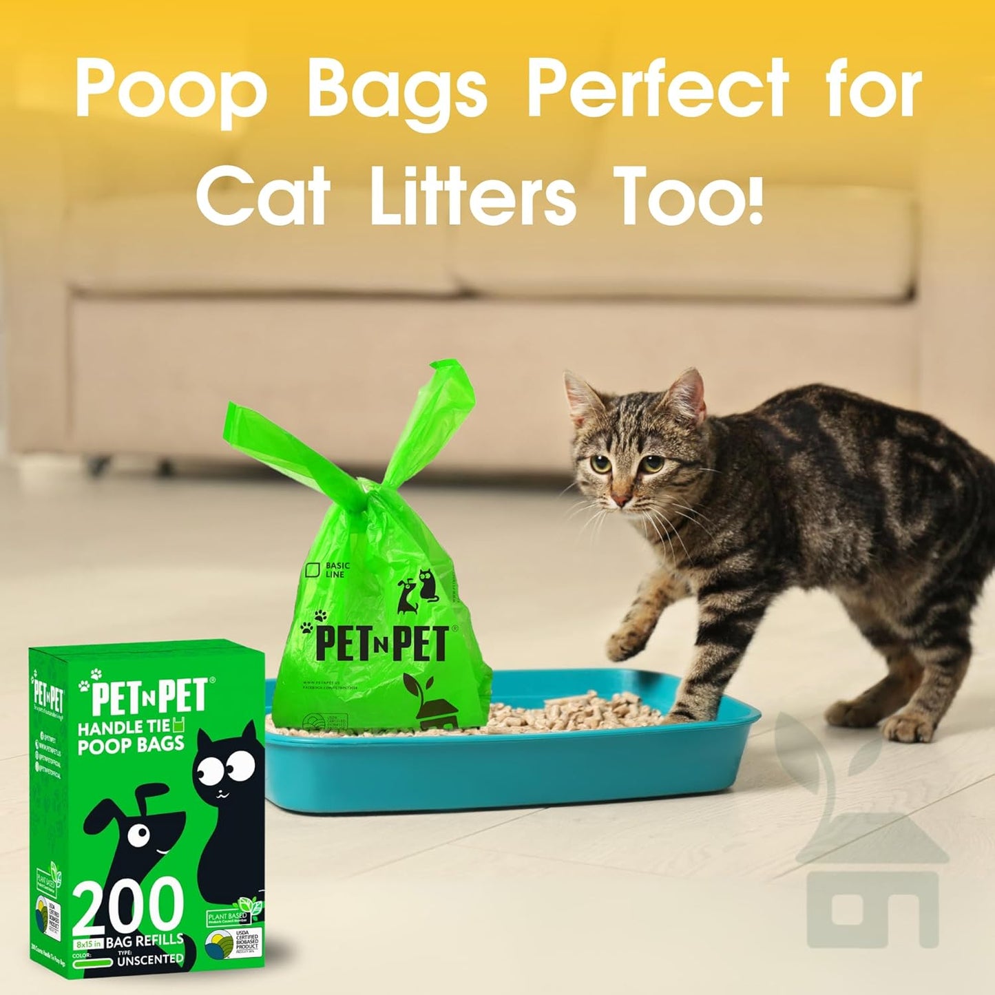  Counts Unscented Dog Poop Bags with Tie Handles