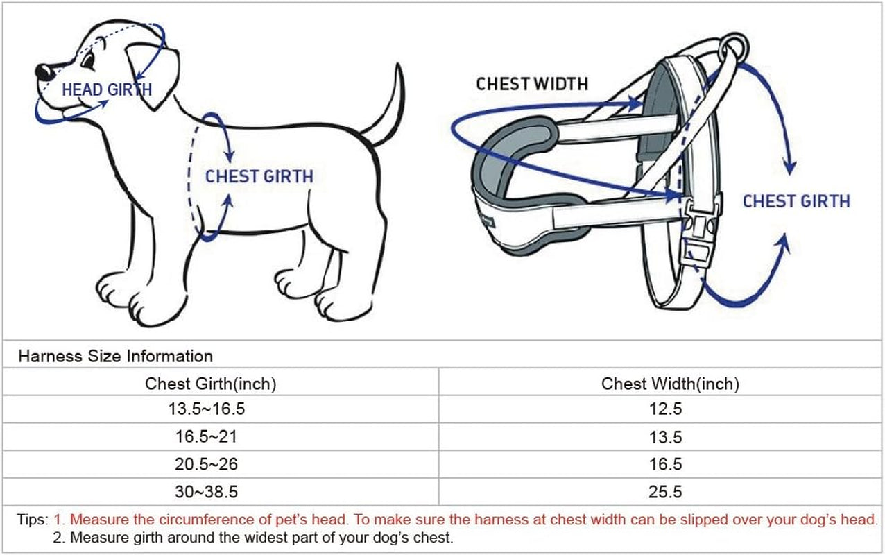  Soft & Comfy 3M Reflective Strips Padded Dog Harness Vest, Chest Girth 