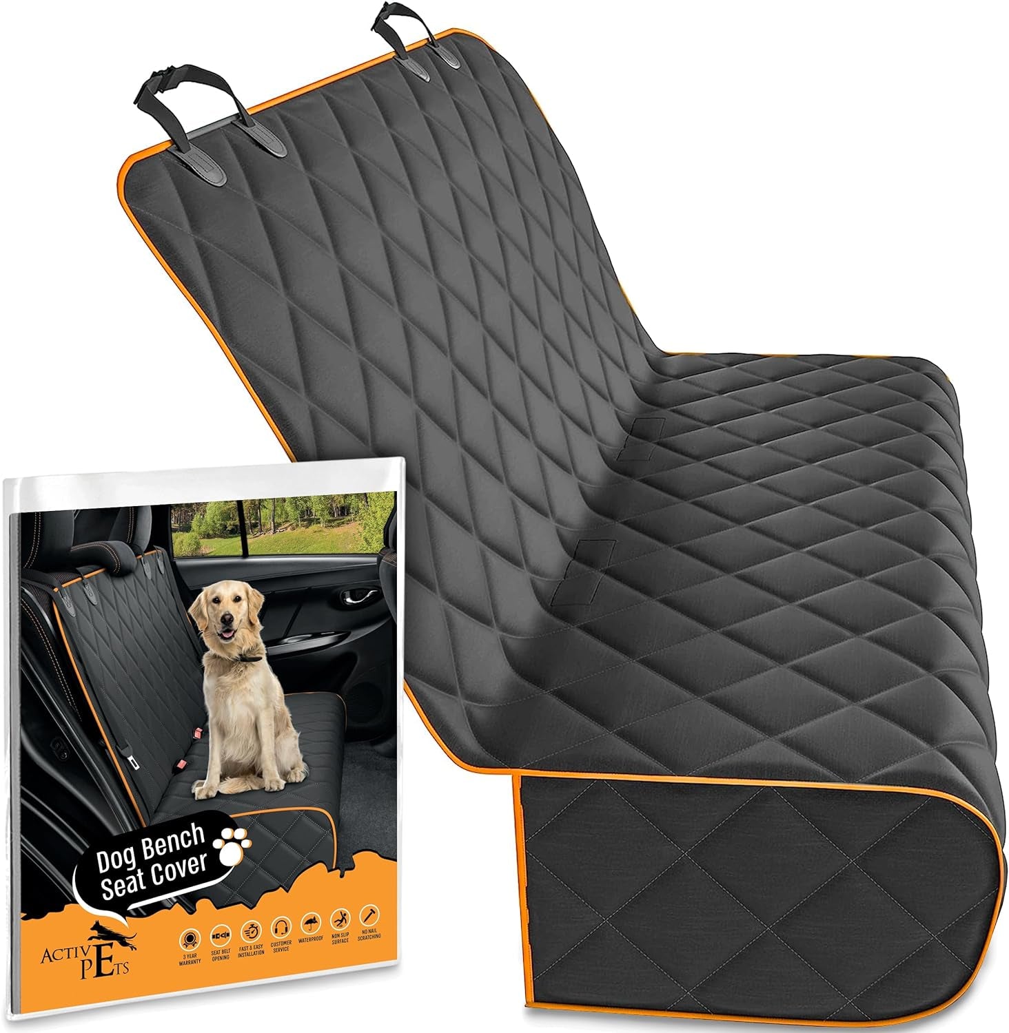 Fabric Car Bench Dog Seat Cover for Back Seat, Waterproof Vehicle Seat Covers,