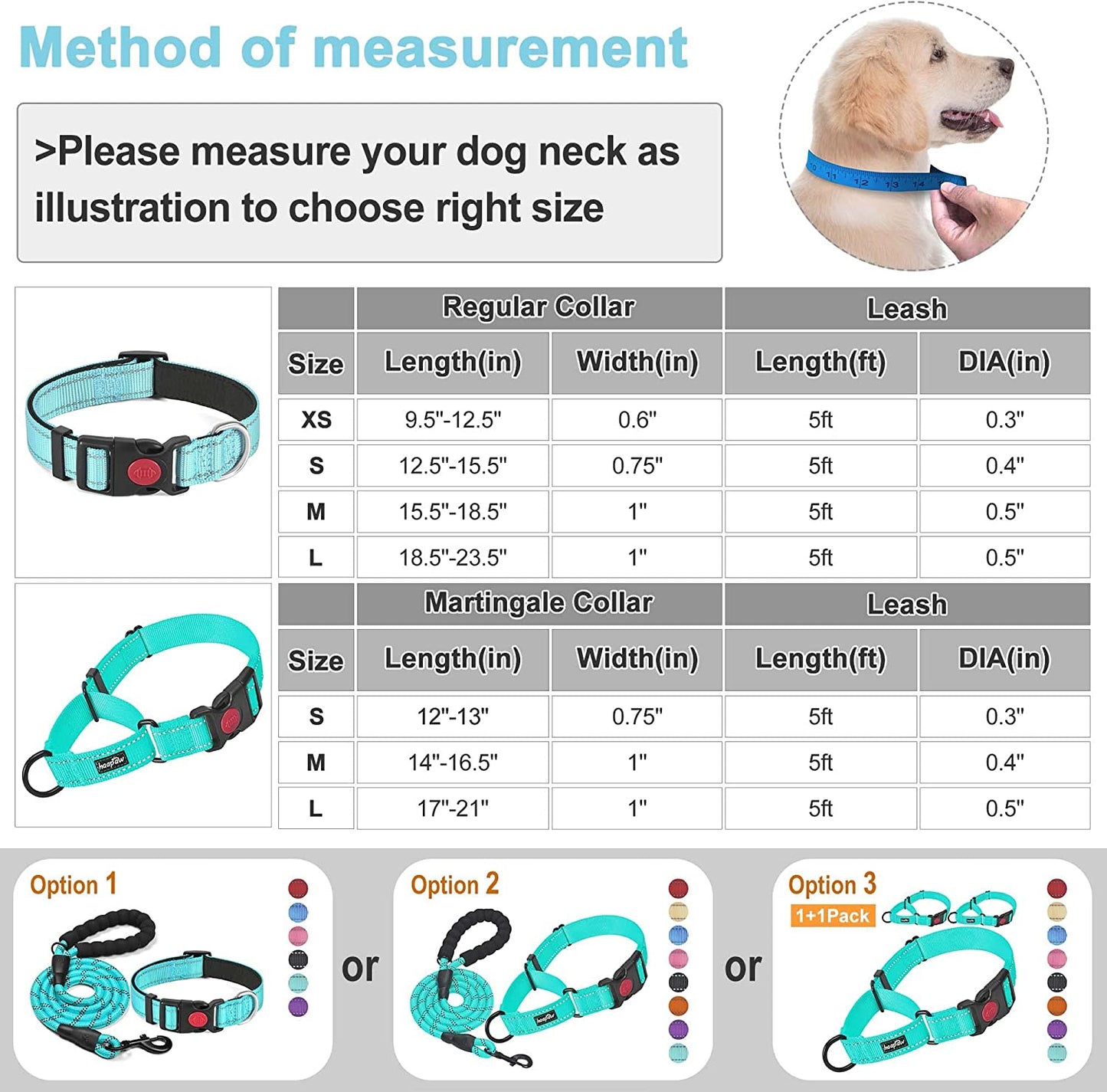 Martingale Dog Collar with Quick Release Buckle Reflective Dog Training Collars