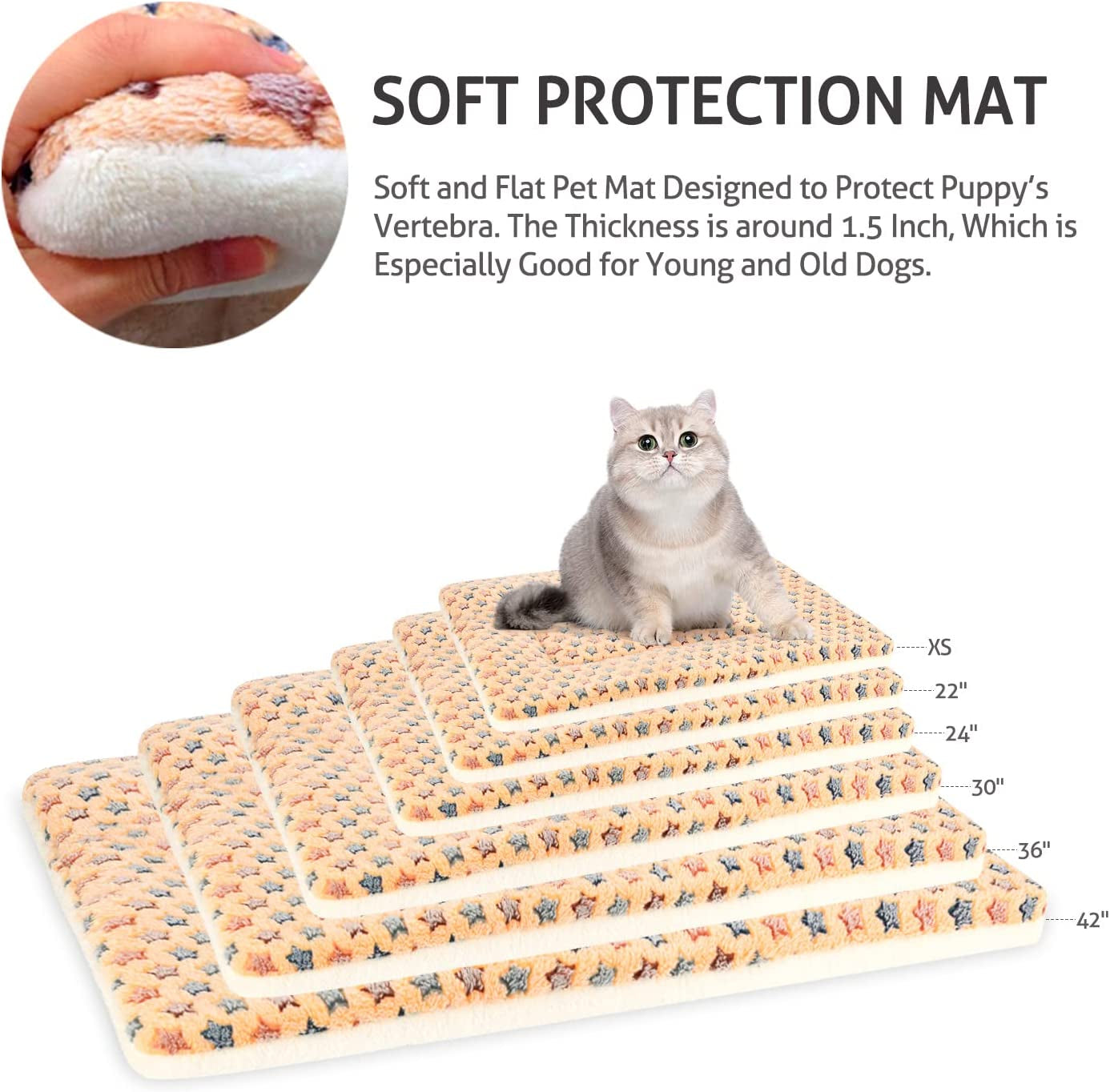 Dog Bed Crate Pad Ultra Soft Pet Bed with Cute Star Print Washable Crate Mat