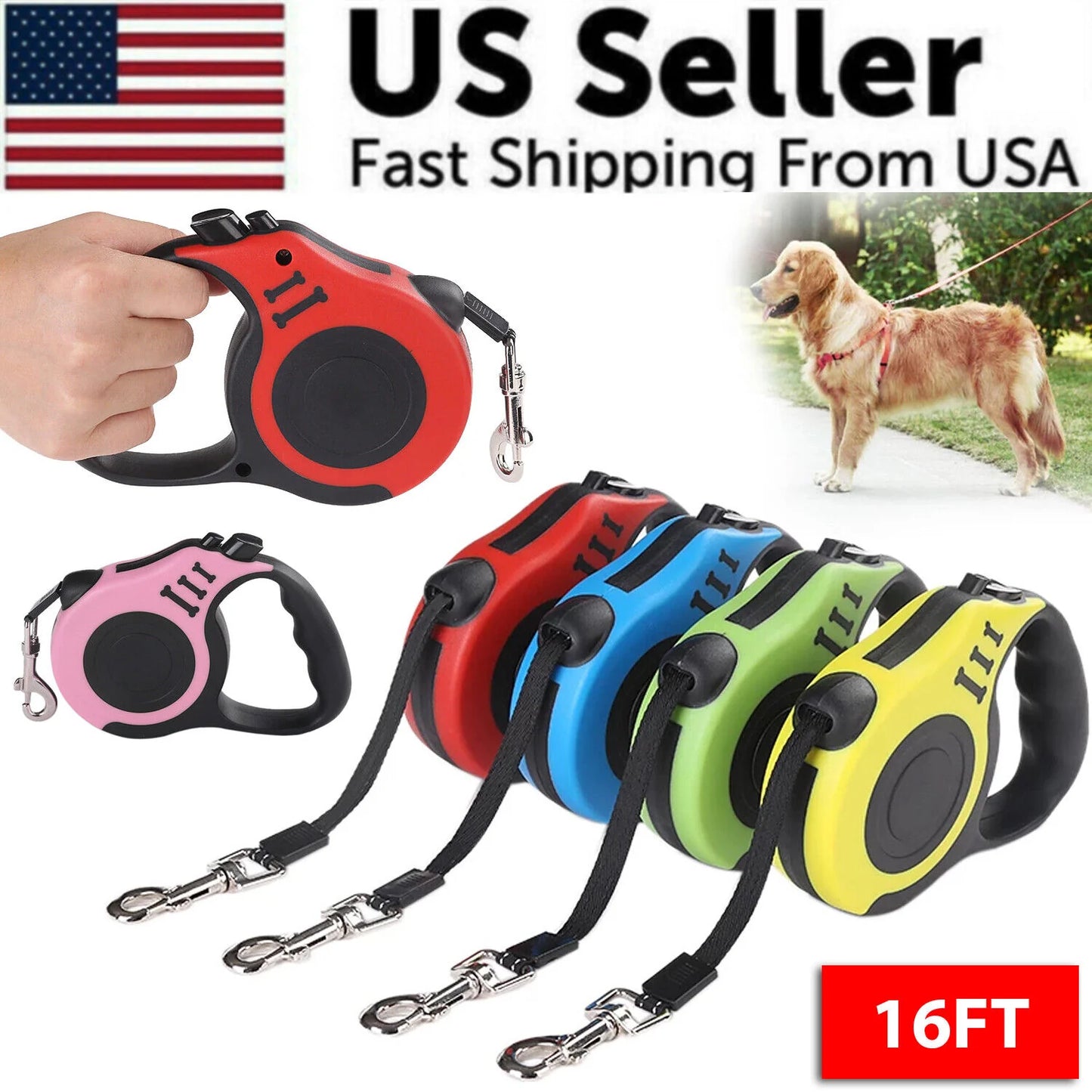 Automatic Retractable Dog Leash Pet Collar Automatic Walking Lead Free