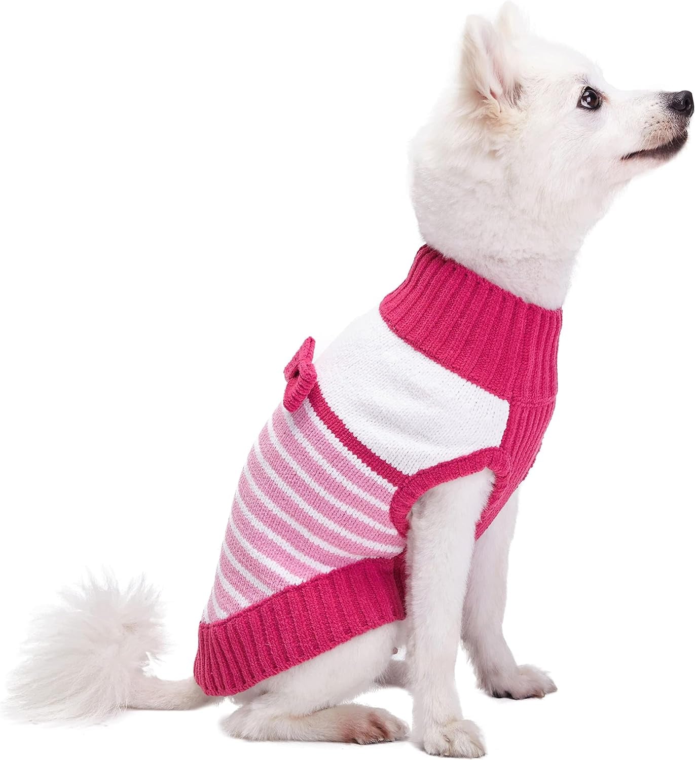 Pinky Princess Designer Chenille Dog Sweater with Bow Decor