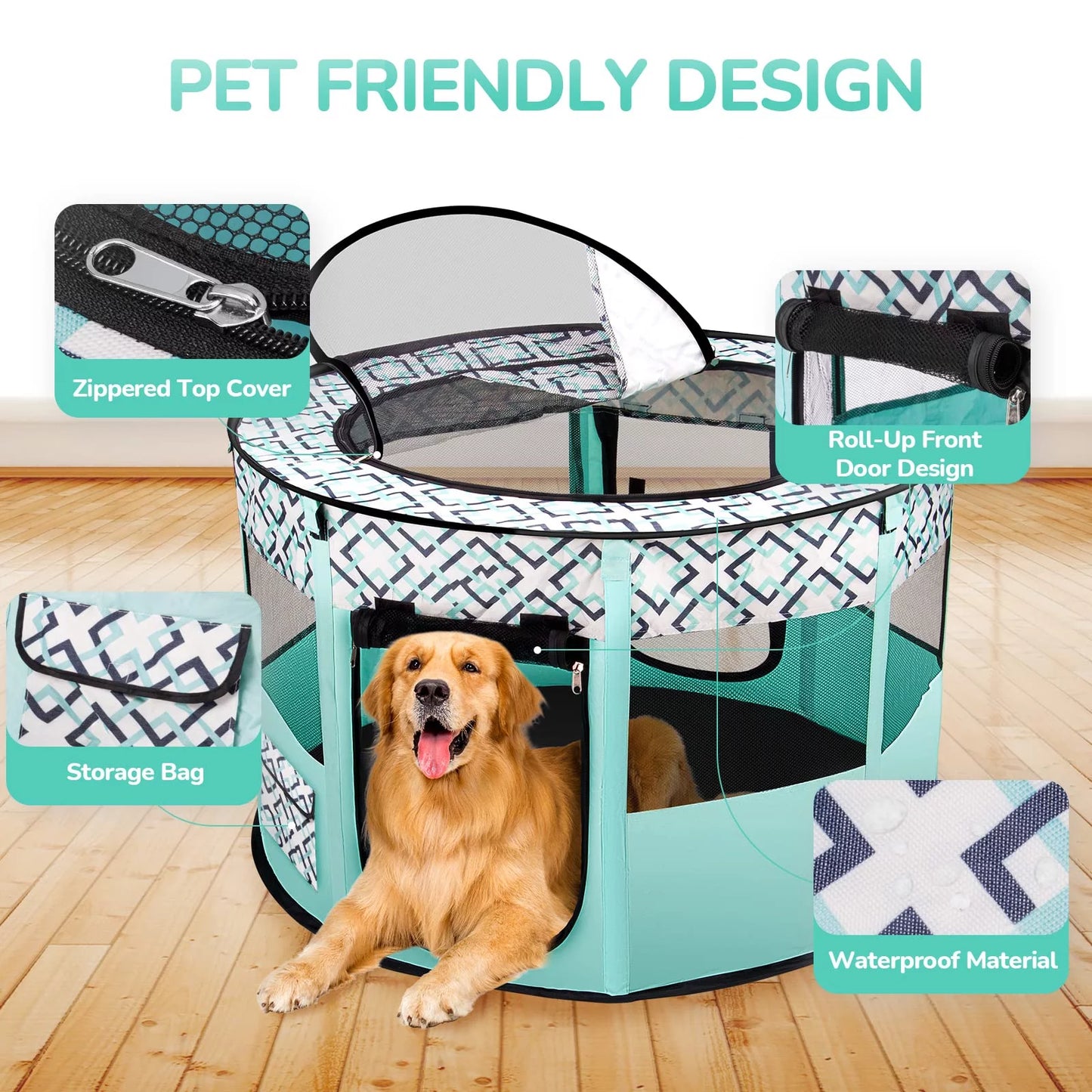  Height Dog Playpen, Heavy Duty Portable Exercise Pen Tent for Dog